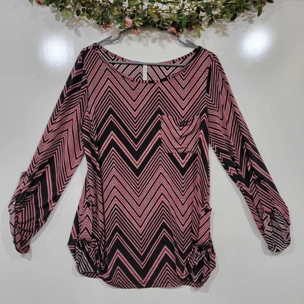 Young At Heart Blouse Gathers At Sleeves And Bottom Sides Of Top